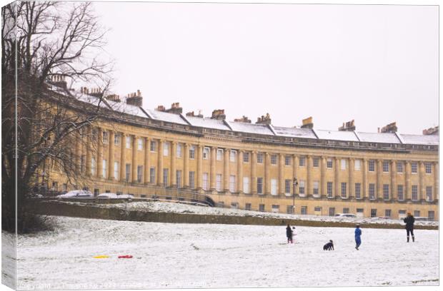 Royal Crescent in snow Canvas Print by Rowena Ko