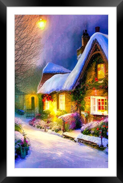 Winter wonderland village Framed Mounted Print by Roger Mechan