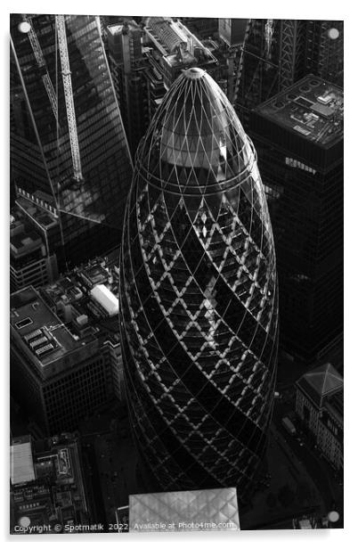 Aerial Gherkin London skyscraper building Acrylic by Spotmatik 