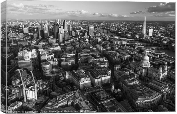 Aerial London Central business district travel tourism UK Canvas Print by Spotmatik 