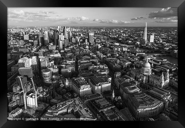 Aerial London Central business district travel tourism UK Framed Print by Spotmatik 