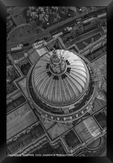 Aerial London overhead dome St Pauls Cathedral Framed Print by Spotmatik 