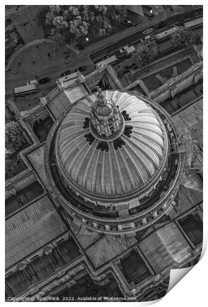 Aerial London overhead dome St Pauls Cathedral Print by Spotmatik 