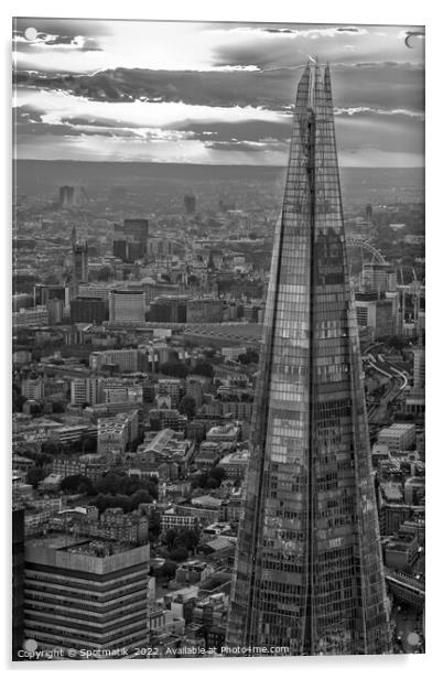 Aerial sunset view The Shard London business  Acrylic by Spotmatik 