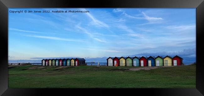 Christmas time at the beach huts Framed Print by Jim Jones