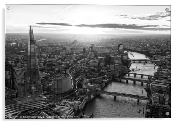 Aerial Shard skyscraper sunset view London Capital Acrylic by Spotmatik 