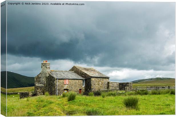 Abandoned Farm and Barns near Uldale off Garsdale in Cumbria Canvas Print by Nick Jenkins