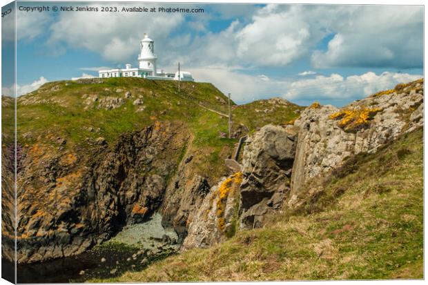 Strumble Head Lighthouse North Pembrokeshire Coast Canvas Print by Nick Jenkins
