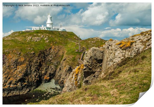 Strumble Head Lighthouse North Pembrokeshire Coast Print by Nick Jenkins