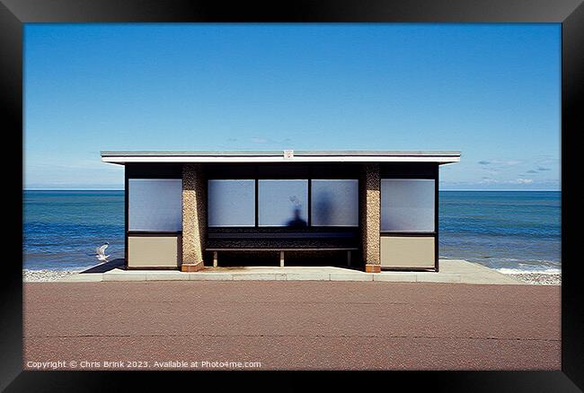 Seaside shelter on promenade in Llandudno Wales UK Framed Print by Chris Brink