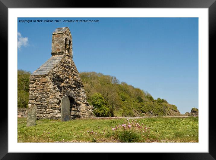 Cwm yr Eglwys Church near Newport Sands Pembrokeshire  Framed Mounted Print by Nick Jenkins
