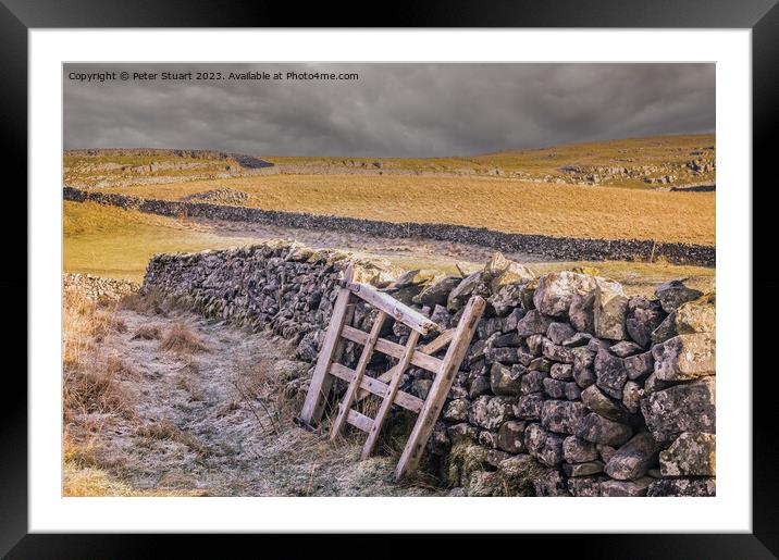 Winter walking from Langcliffe to Settle in the Yorkshire Dales Framed Mounted Print by Peter Stuart