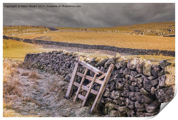 Winter walking from Langcliffe to Settle in the Yorkshire Dales Print by Peter Stuart