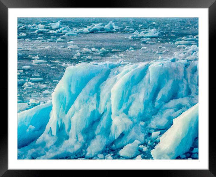 Melting Glacier's Majestic Journey Framed Mounted Print by Roger Mechan