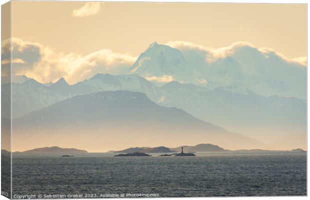 Faro les Eclaireurs lighthouse in the Beagle Channel Canvas Print by Sebastien Greber