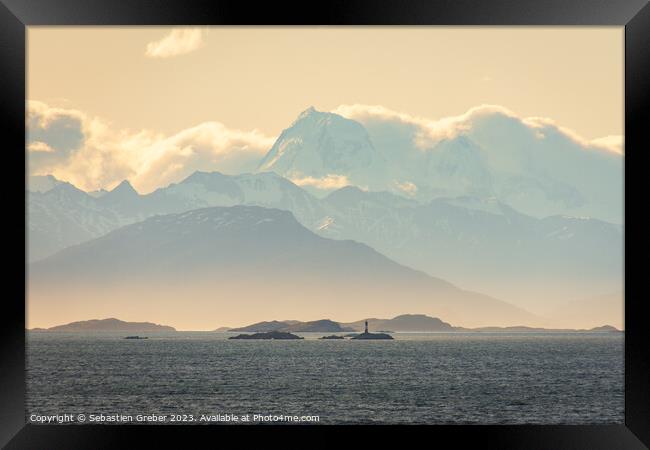 Faro les Eclaireurs lighthouse in the Beagle Channel Framed Print by Sebastien Greber