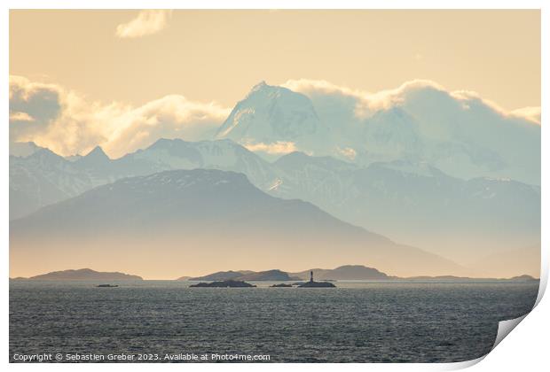 Faro les Eclaireurs lighthouse in the Beagle Channel Print by Sebastien Greber