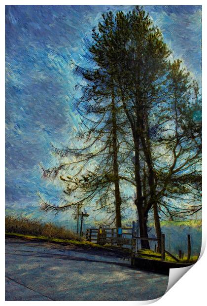 01 Scene's of Yorkshire Oil Painting Effect Baitings Tree Print by Glen Allen