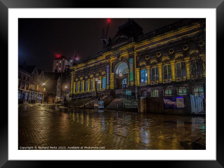 Illuminated Reflections of Leeds Museum Framed Mounted Print by Richard Perks