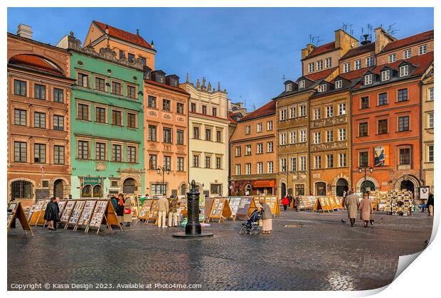 Old Town Market Place, Warsaw, Poland Print by Kasia Design