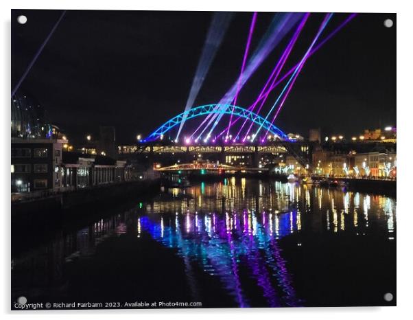 New Year Light Show in Newcastle  Acrylic by Richard Fairbairn