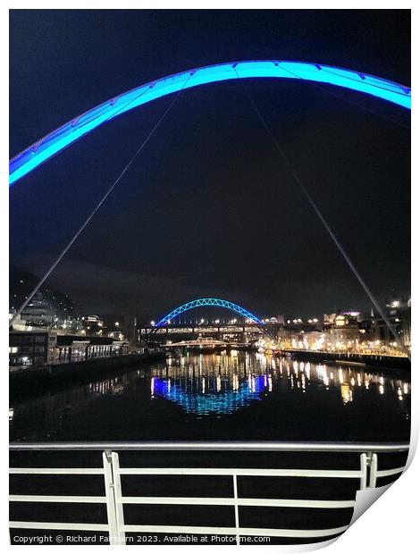 Tyne Bridge at New Year Print by Richard Fairbairn