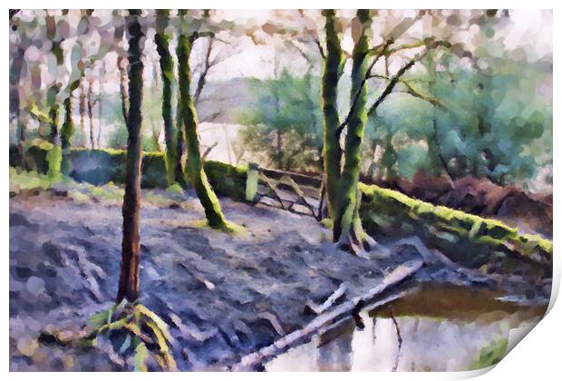 Ogden Water Woodland - Acrylic Painting Effect Print by Glen Allen
