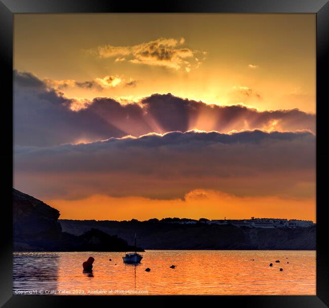 Sunset Arenal D'en Castell, Menorca, Spain. Framed Print by Craig Yates