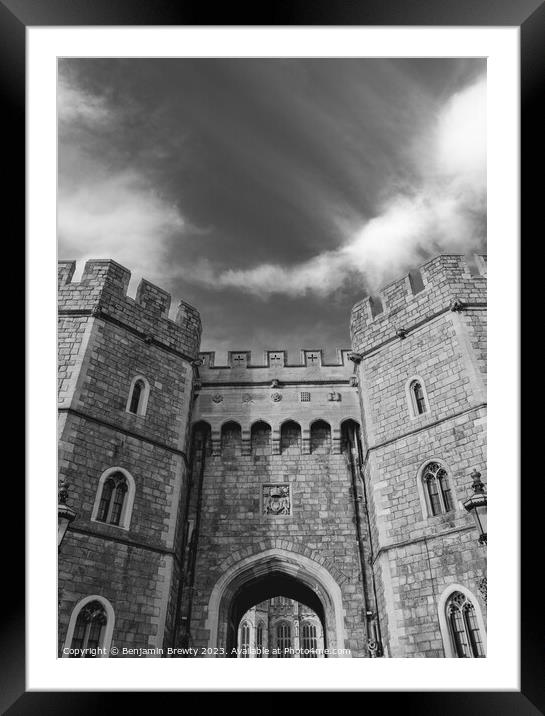 Windsor Castle Black & White Framed Mounted Print by Benjamin Brewty