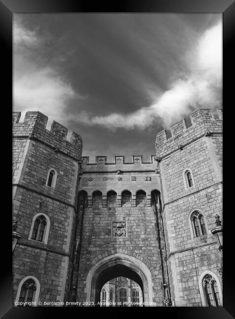 Windsor Castle Black & White Framed Print by Benjamin Brewty