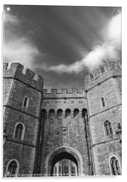 Windsor Castle Black & White Acrylic by Benjamin Brewty