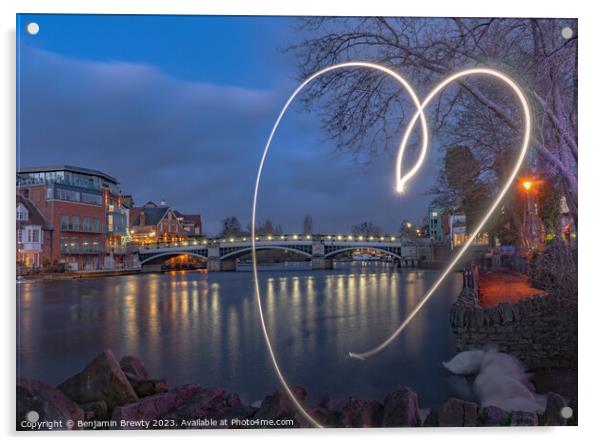 Long Exposure With Love Acrylic by Benjamin Brewty