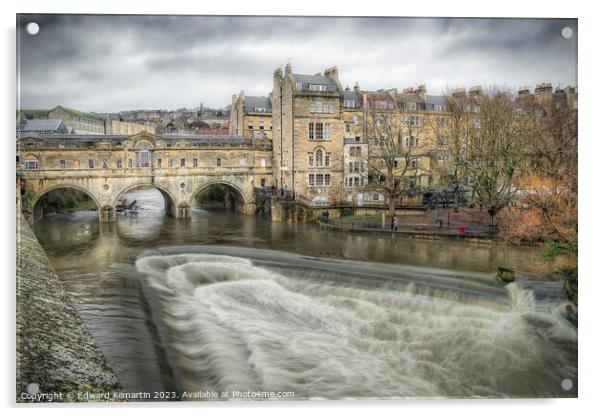 Pulteney Bridge & River Avon, Bath Acrylic by Edward Kilmartin