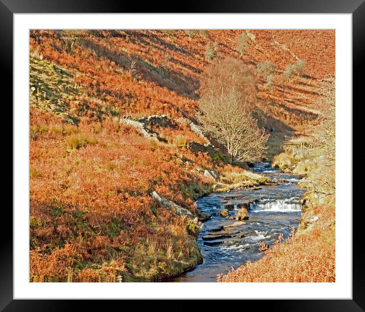 Upper Grwyne Valley and Grwyne River Black Mountains  Framed Mounted Print by Nick Jenkins