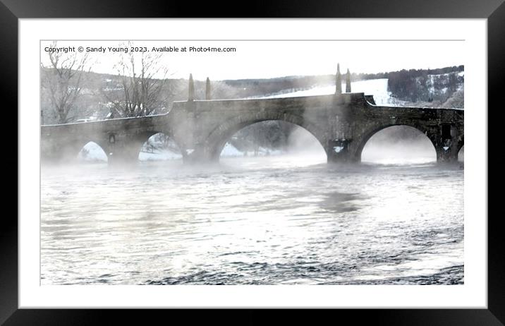 Winter Serenity at Wades Bridge Framed Mounted Print by Sandy Young