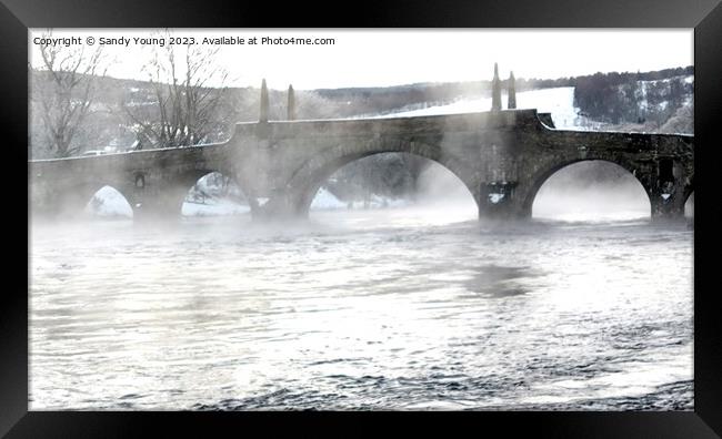Winter Serenity at Wades Bridge Framed Print by Sandy Young