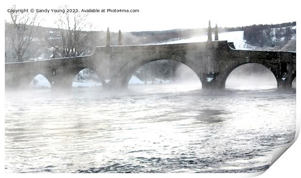 Winter Serenity at Wades Bridge Print by Sandy Young