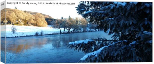 Majestic River Tay in Winter Canvas Print by Sandy Young