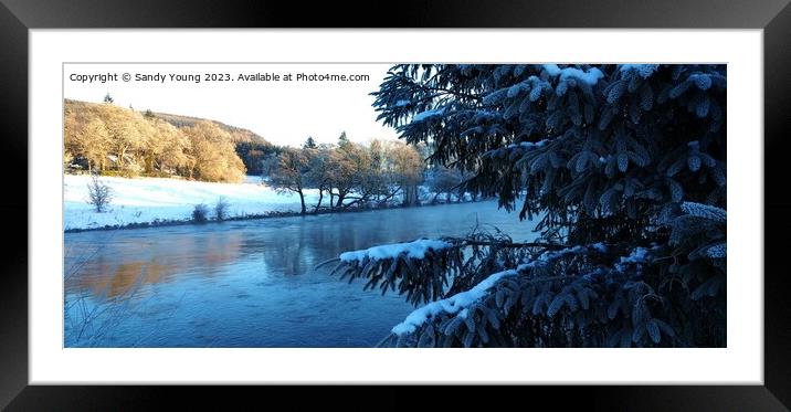 Majestic River Tay in Winter Framed Mounted Print by Sandy Young