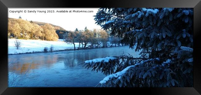 Majestic River Tay in Winter Framed Print by Sandy Young