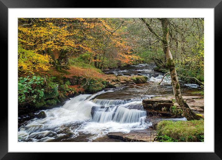 Caerfanell Falls in Taff Fechan Valley Brecon Beac Framed Mounted Print by Nick Jenkins