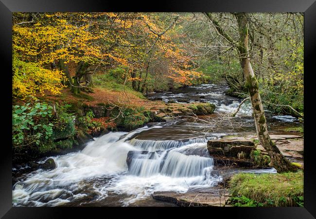 Caerfanell Falls in Taff Fechan Valley Brecon Beac Framed Print by Nick Jenkins