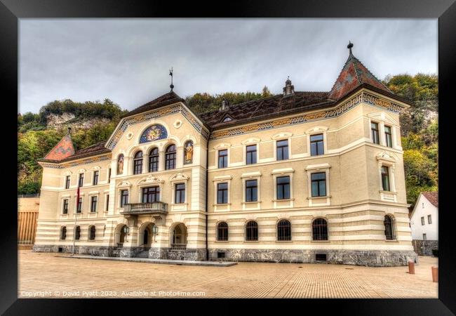 Liechtenstein Parliament Framed Print by David Pyatt