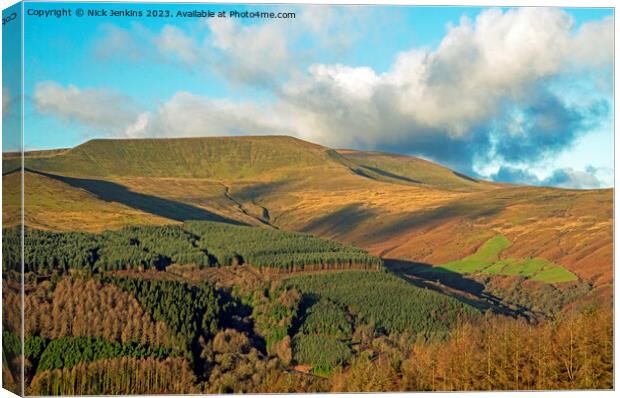 Waun Rydd from Bwlch y Waun across the Talybont Valley Canvas Print by Nick Jenkins