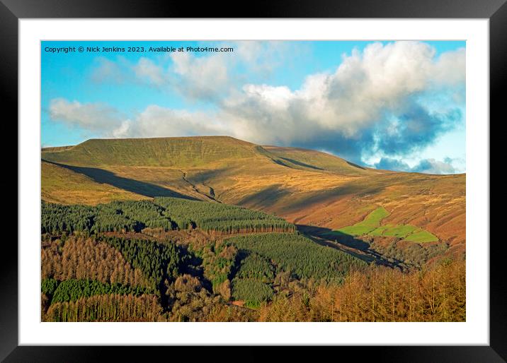 Waun Rydd from Bwlch y Waun across the Talybont Valley Framed Mounted Print by Nick Jenkins