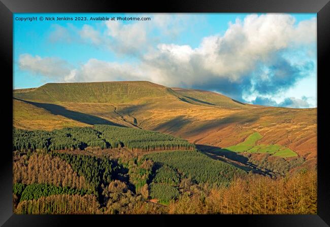 Waun Rydd from Bwlch y Waun across the Talybont Valley Framed Print by Nick Jenkins