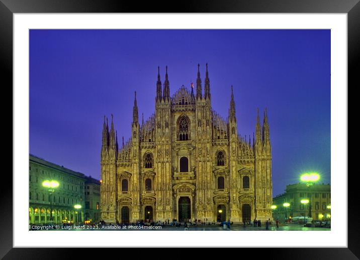 Milan Cathedral at night. Milan, Italy. Framed Mounted Print by Luigi Petro