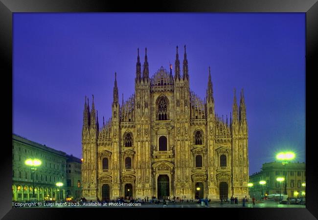 Milan Cathedral at night. Milan, Italy. Framed Print by Luigi Petro