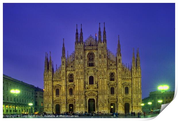 Milan Cathedral at night. Milan, Italy. Print by Luigi Petro