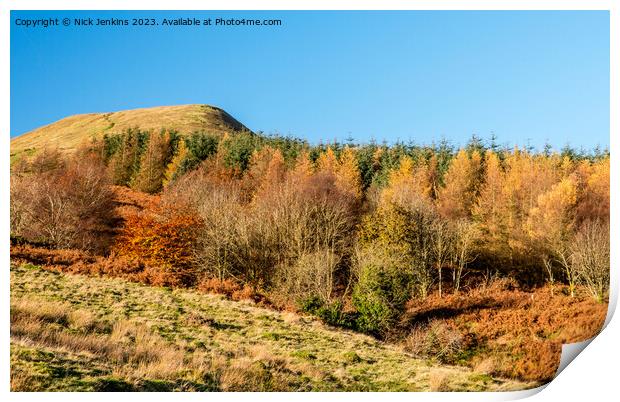 Torpantau Hill in Autumn Brecon Beacons  Print by Nick Jenkins